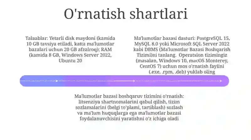 Ma'lumotlar bazasi va ularni boshqarish tizimlari dasturlari va ularni oʻrnatish 4