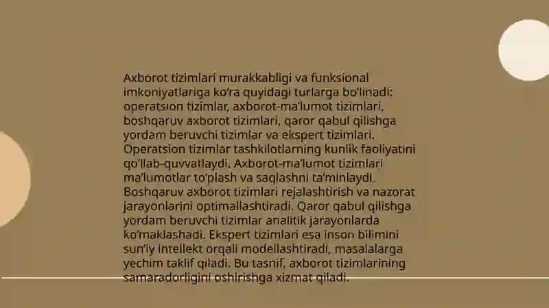 Axborat tizmlarining tasnifi 4