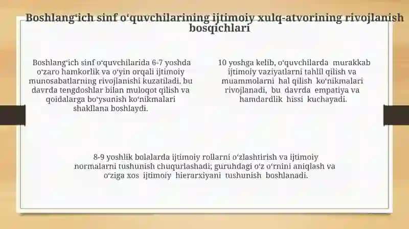 Tarbiya boshlangich maktab o'quvchilarida ijtimoiy xulq atvorni shaklantirish 4