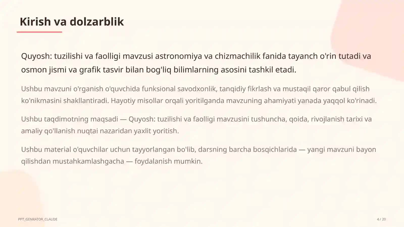 Quyosh: tuzilishi va faolligi (11-sinf) 4