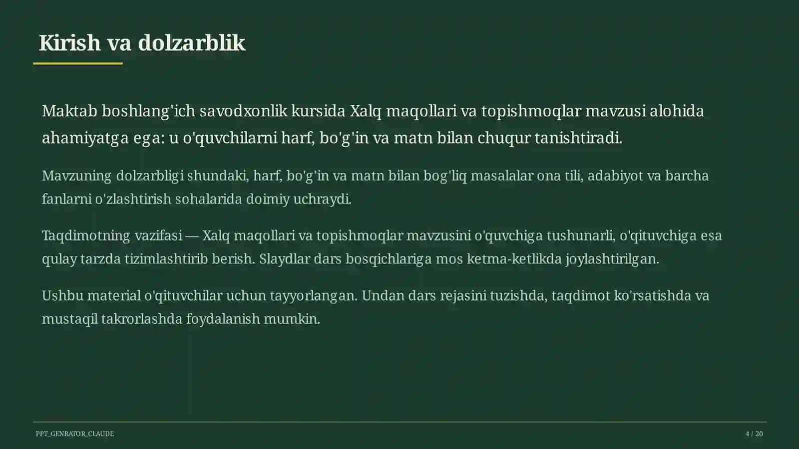 Xalq maqollari va topishmoqlar (2-sinf) 4