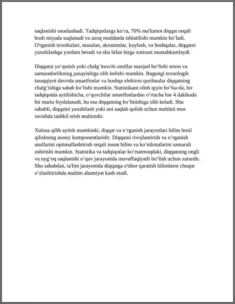 INSON HAYOTIDA DIQQATNING O‘RNI 4