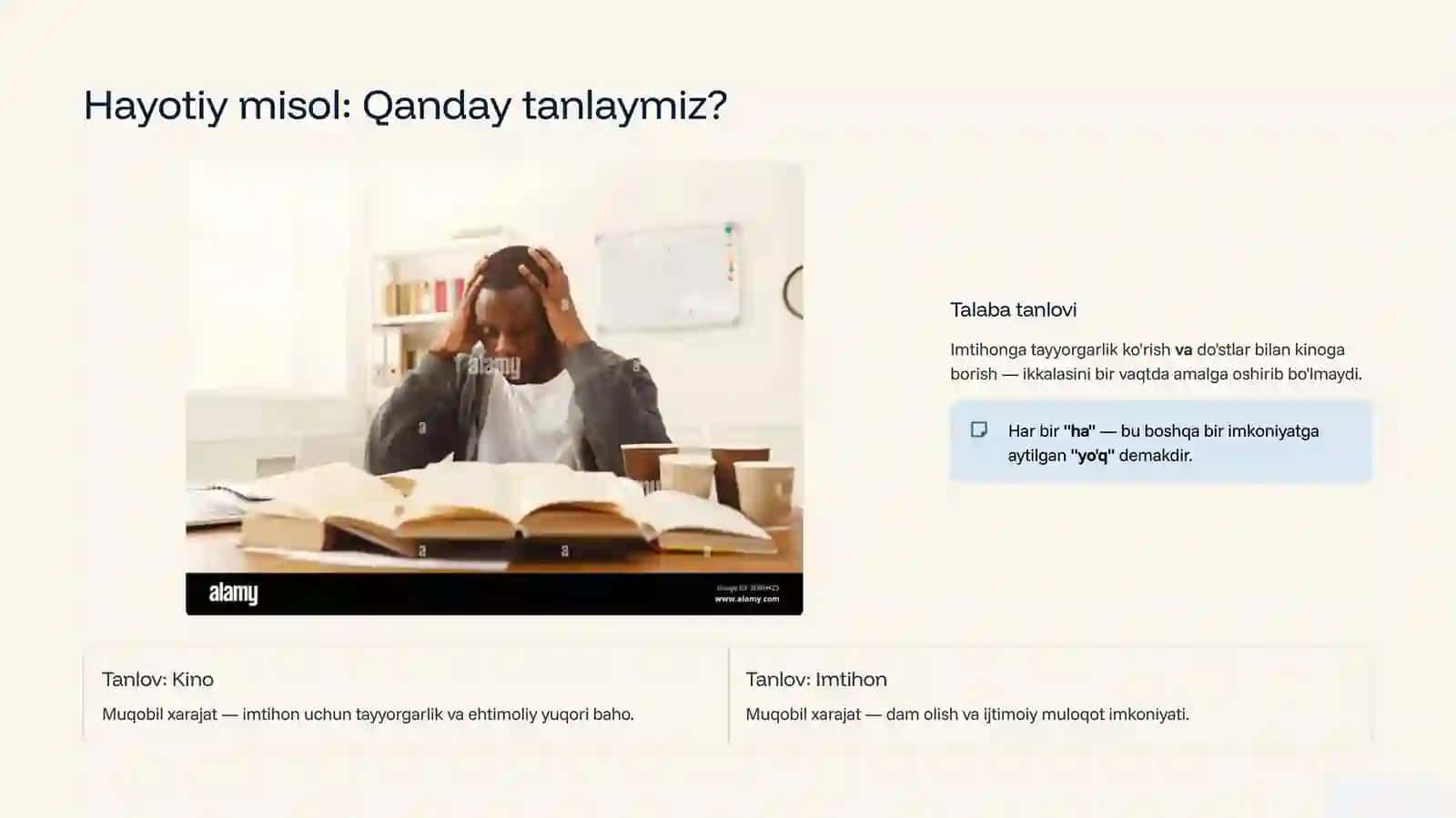 Iqtisodiy tanlov va muqobil xarajatlar slayd 4