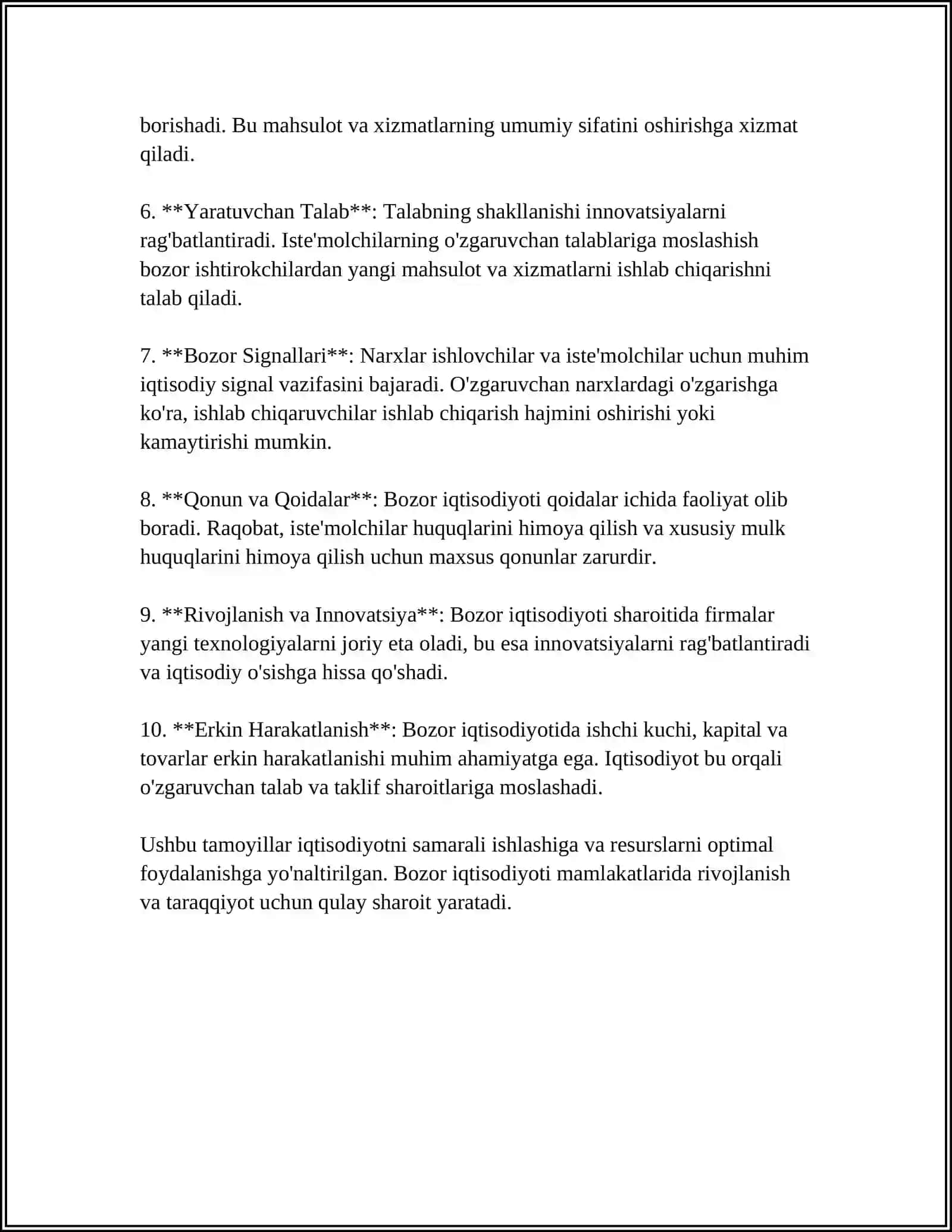 O ZBEKISTONDA BOZOR IQTISODIYOTIGA O`TISHINING YO`LLARI,TAMOYILLARI 4