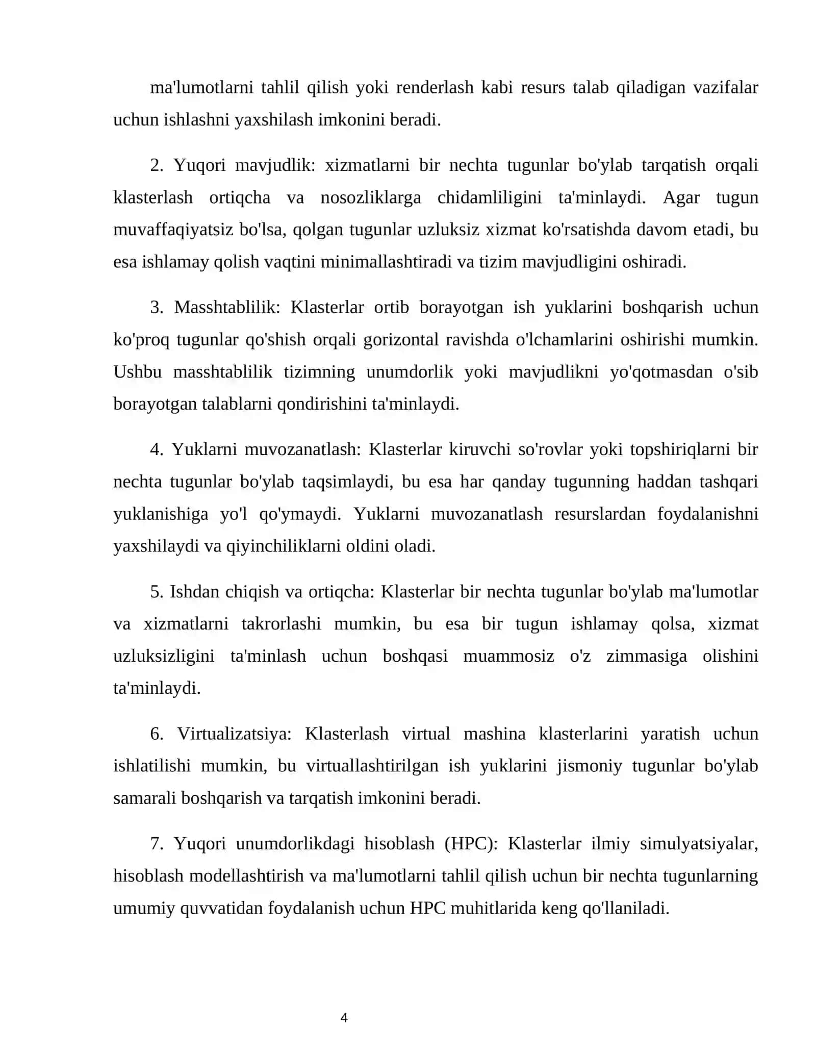 Klasterlashtirish. Linux operatsion tizimida klasterlarni sozlash va boshqarish 4
