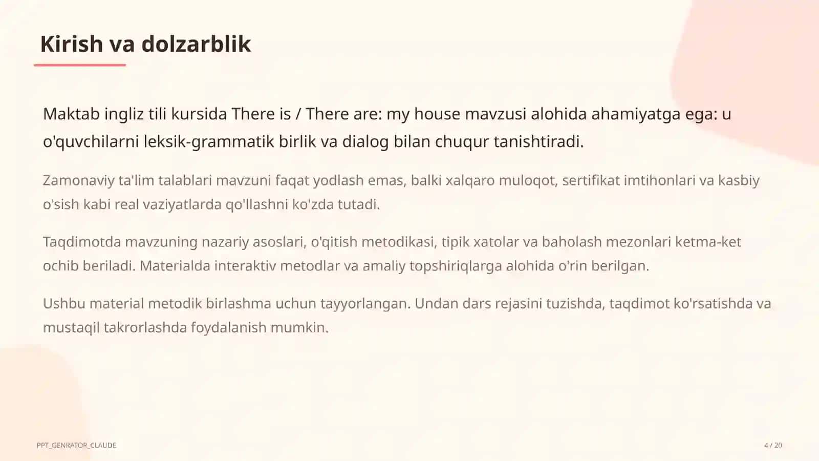 There is / There are: my house (4-sinf) 4