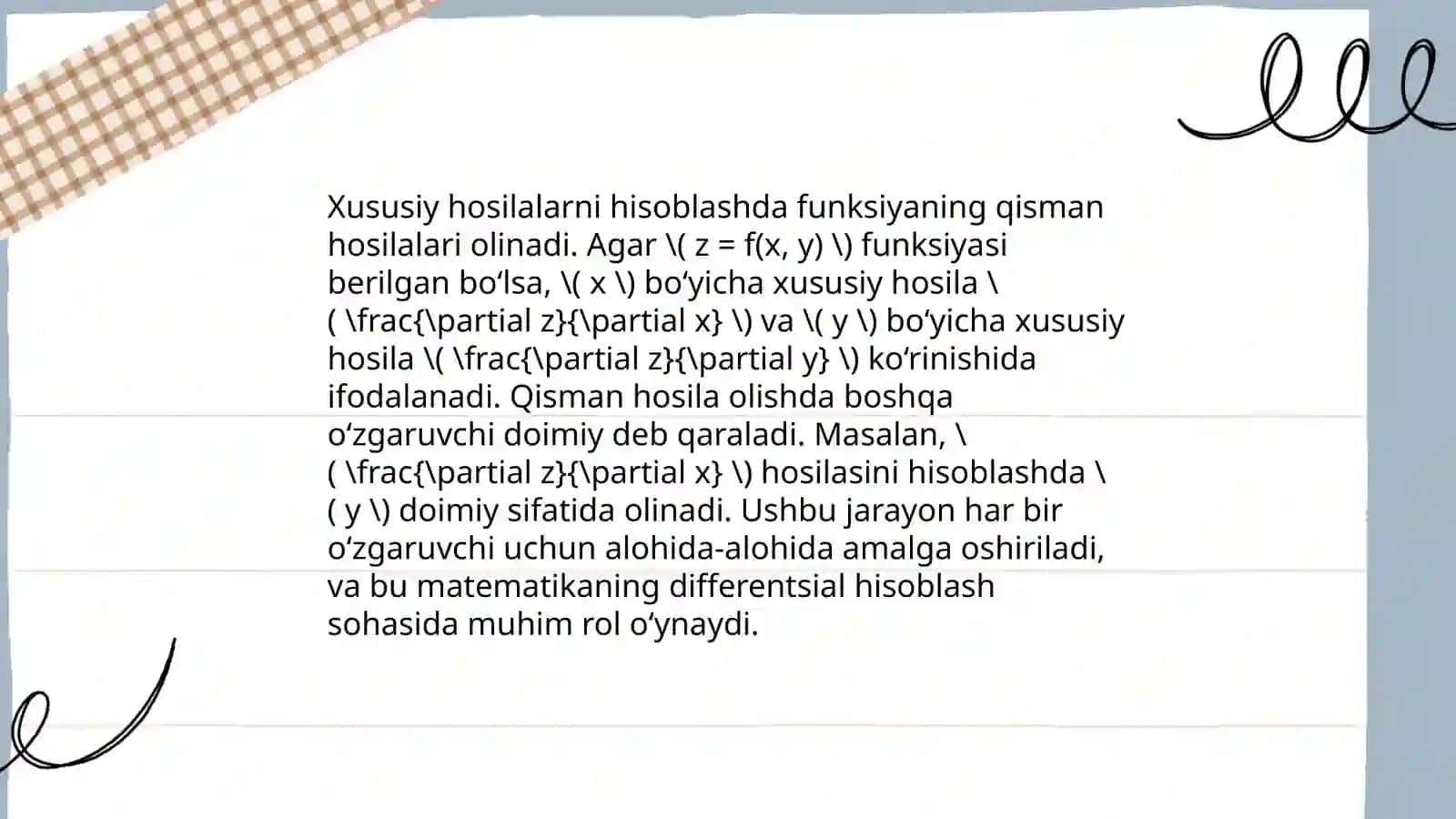 Xususiy hosila va yuqori tartibli differensiallar 4