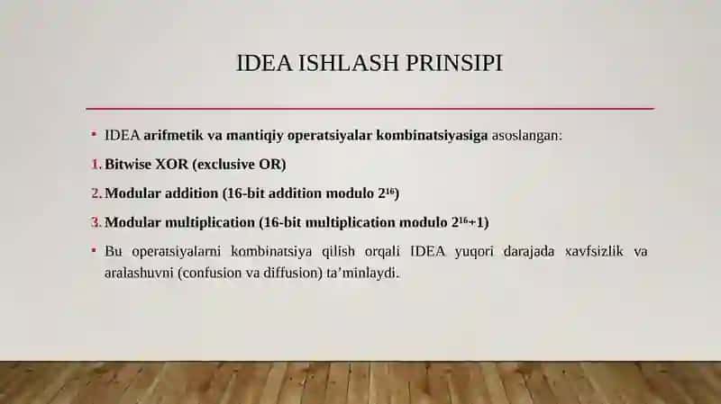 IDEA shifrlash algoritmi. 4