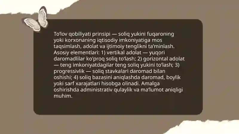 Soliq tizimining asosiy tamoyillari 4