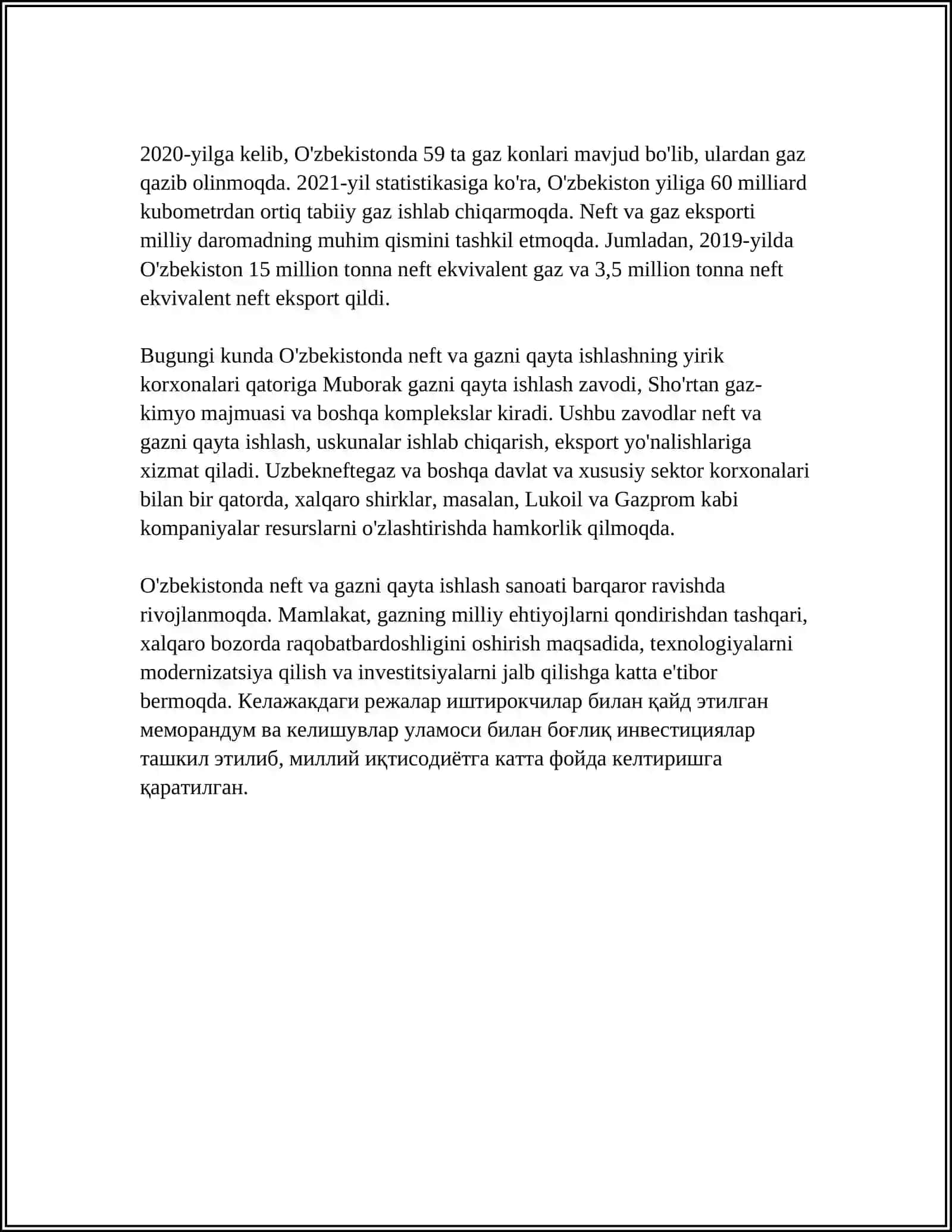 RESPUBLIKAMIZDA NEFT VA GAZNI QAYTA ISHLASH,SANOT KORXONALARI,ULARNING RIVOJLANISH BOSQICHLARI 4