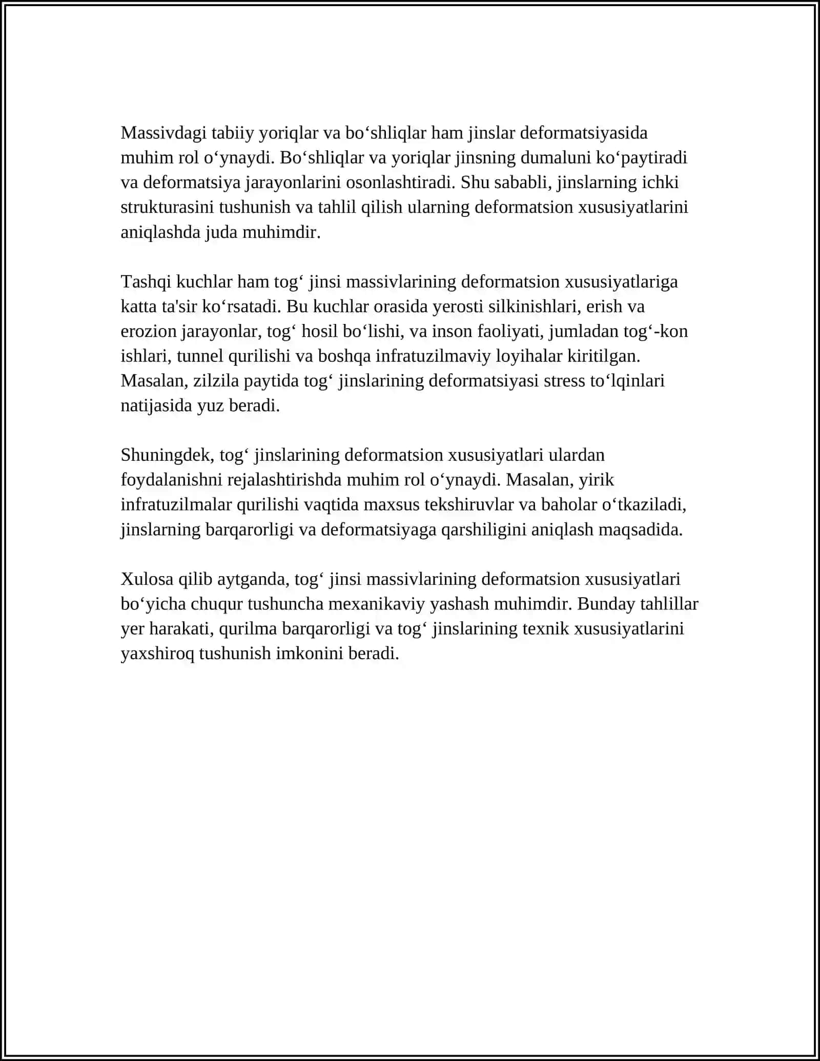 TOG‘ JINSI MASSIVINING TABIIY SHAROITDAGI KUCHLANISH HOLATI 4