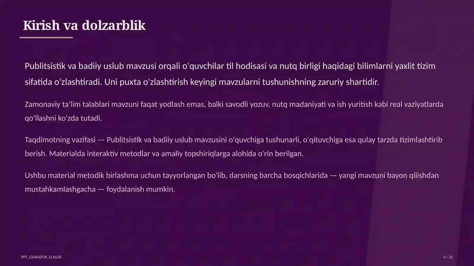 Publitsistik va badiiy uslub (10-sinf) 4