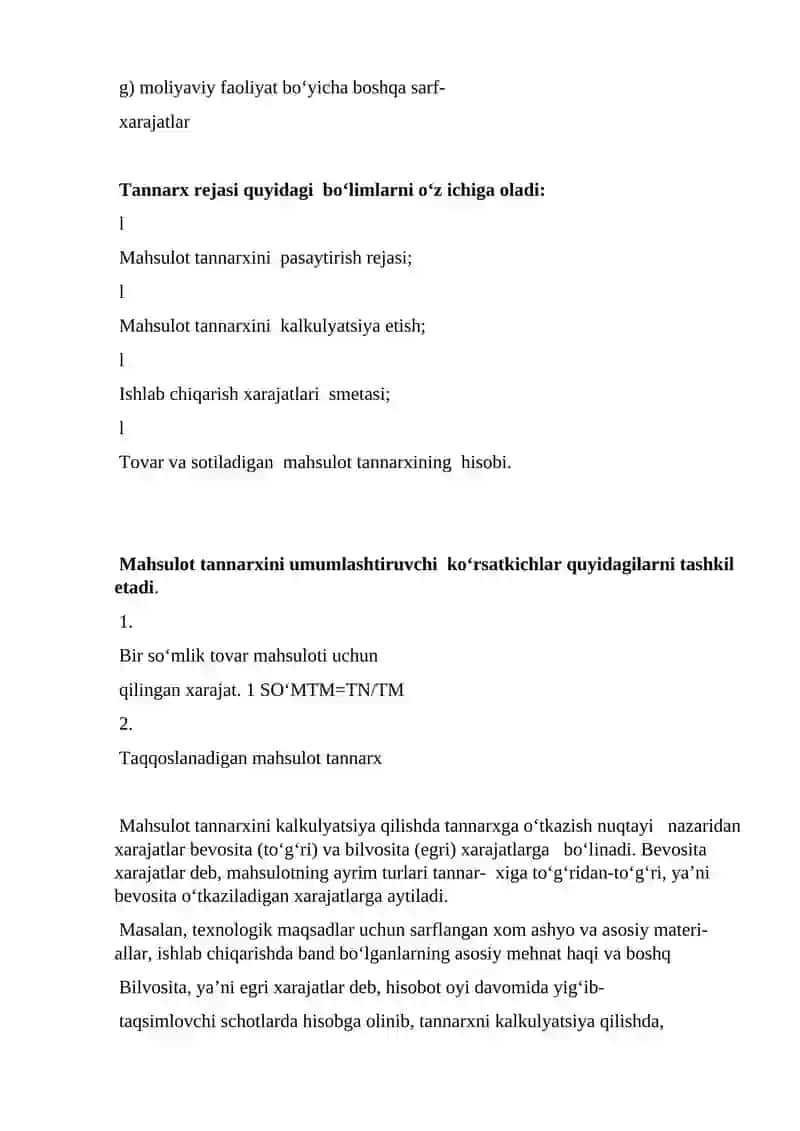 Xarajat va smeta qilish usullari ularning ahamiyati 4