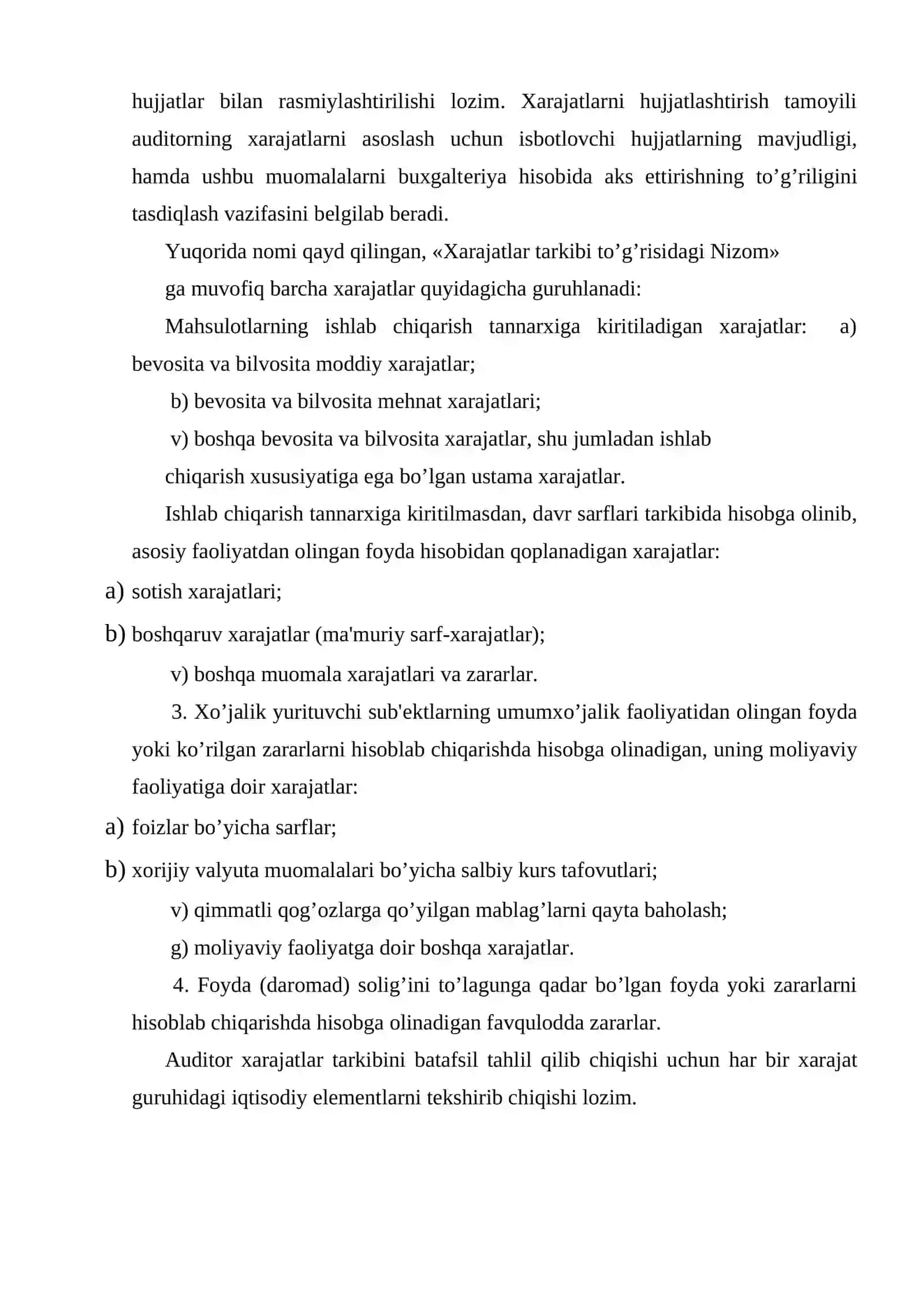 Ishlab chiqarish va boshqa xarajatlarning auditi 4