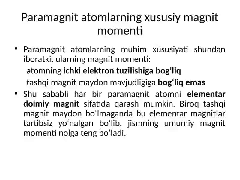 Paramagnetizm tushunchasi 4