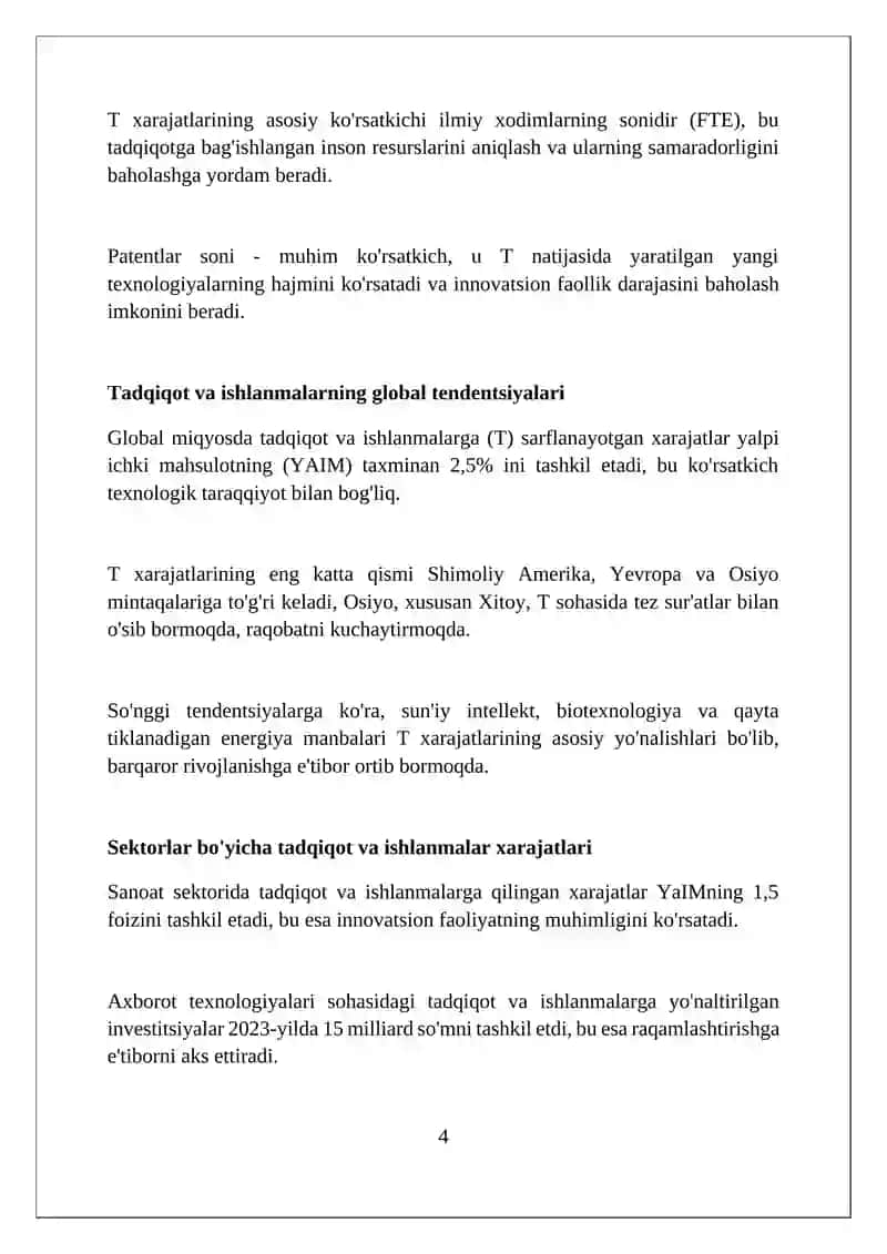 Tadqiqot va konstruktorlik ishlariga qilingan xarajatlar tahlili 4