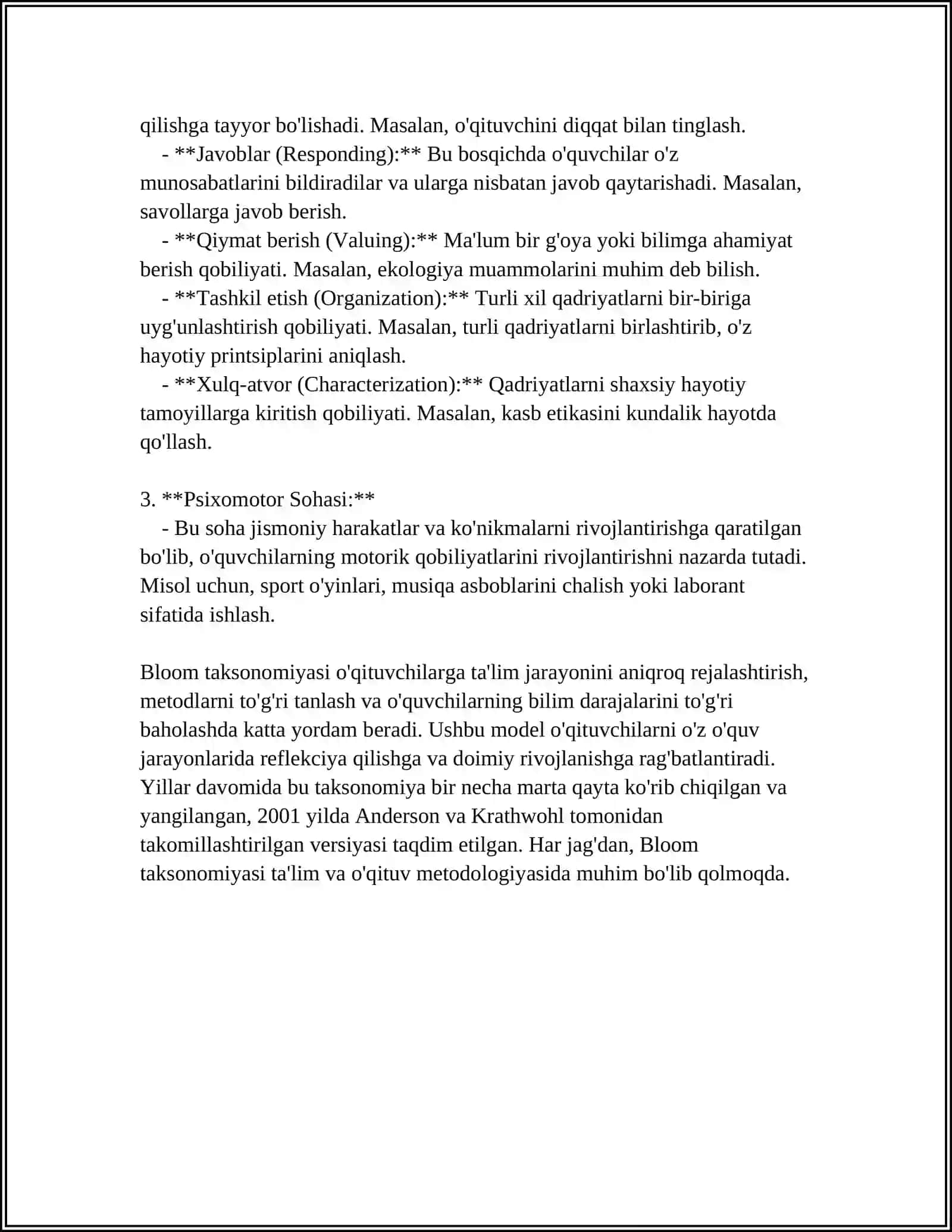 Bloom Taksonomiyasi va uning Adabiyotni Oʻqitishdagi Ahamiyati 4