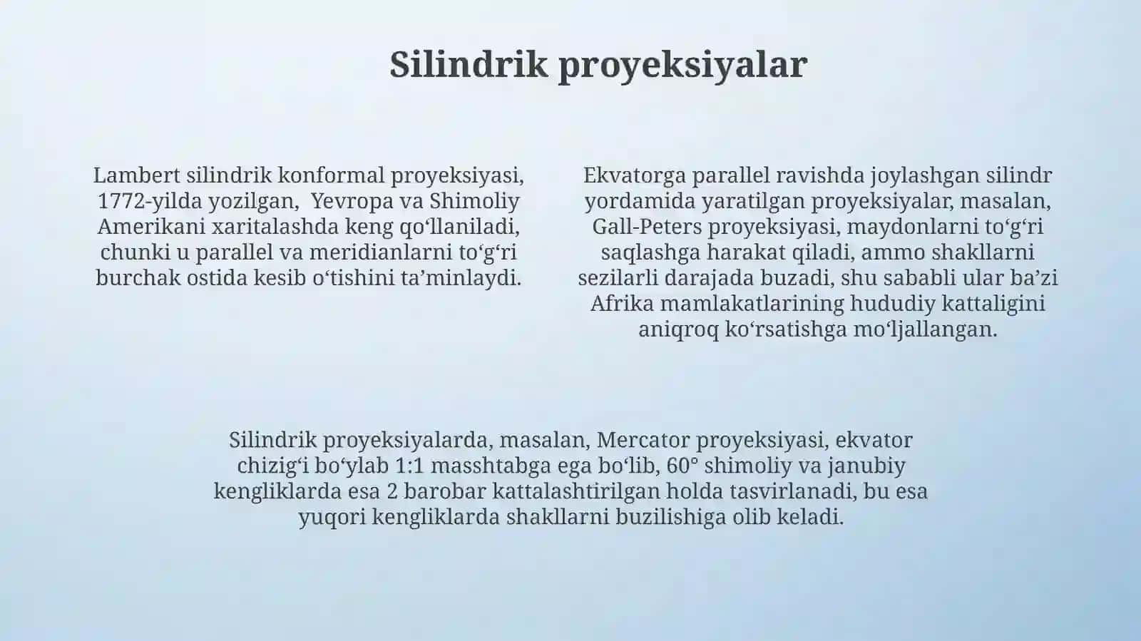Kartogirafik preksiyalarni nazariyasini asoslari 4