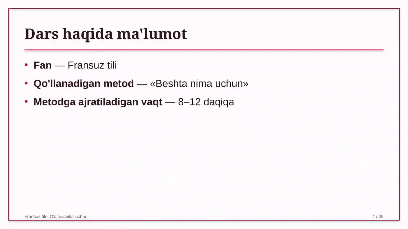 fransuz tili darslarida beshta nima uchun metodidan foydalanish 2226 4