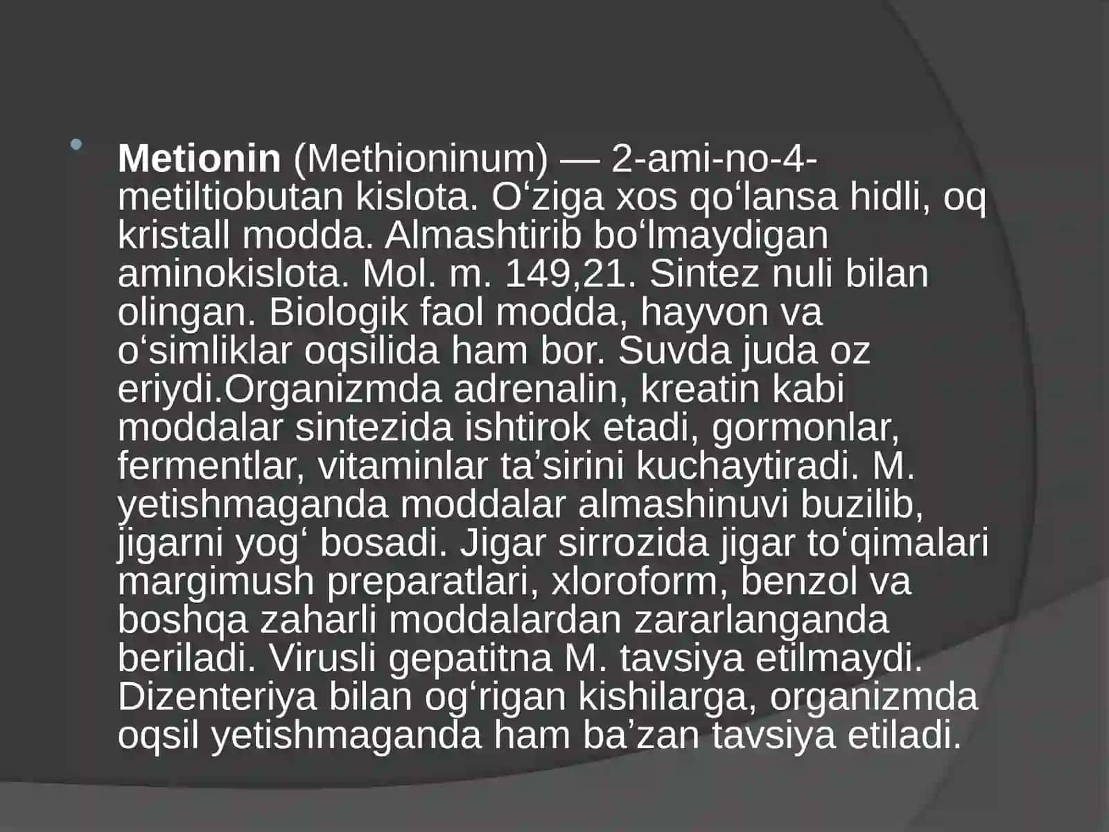 Metionin sintez qiluvchi organizmlarni o’rganish 4
