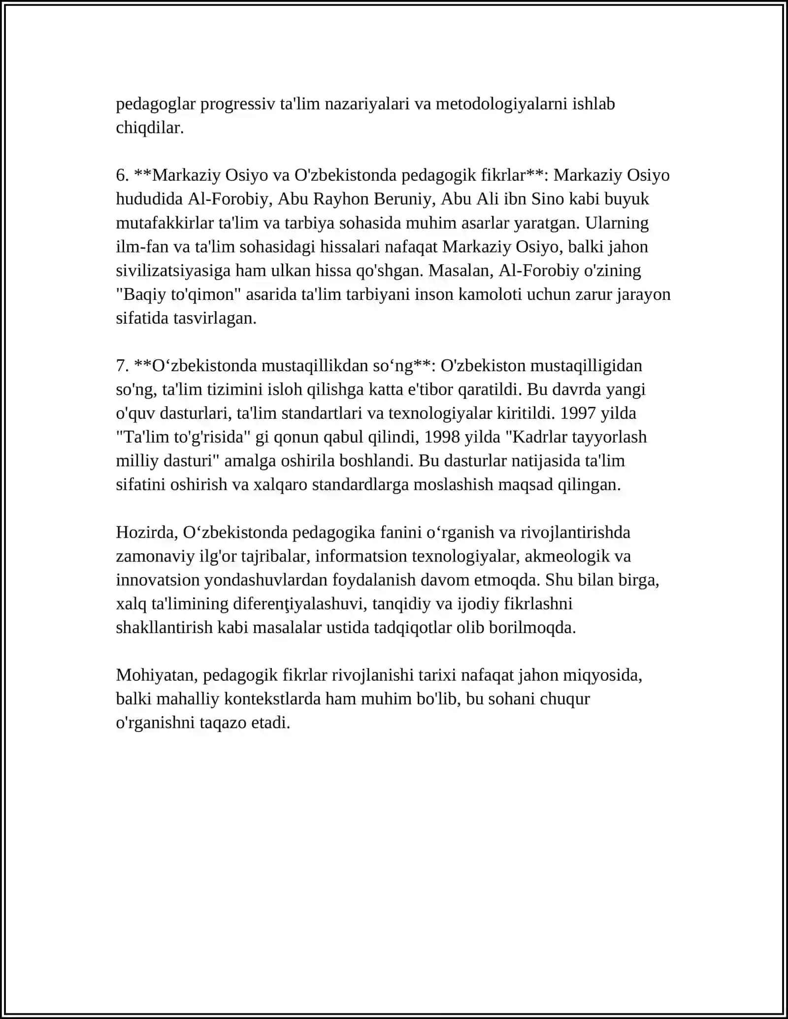Pedagogik fikrlar rivojlanishi tarixi 4
