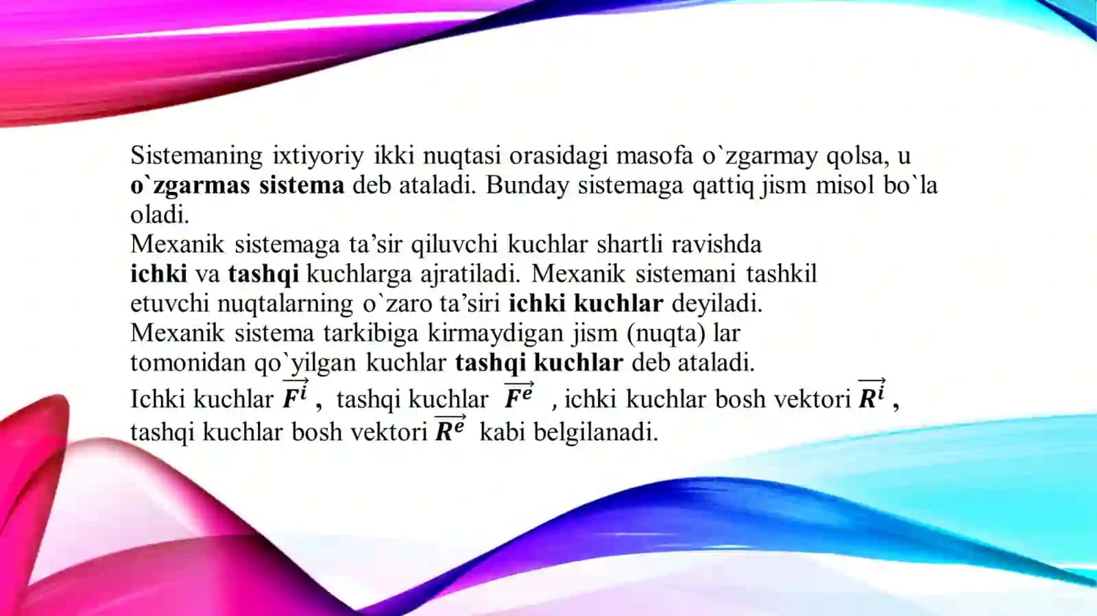 Nabiyev Muhammadziyoning Nazariy Mexanika Fanidan Mexanik sistem 4