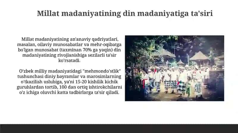 Milliy matanyatlarning diniy madanyat shakillantirishidagi roli.Ona yurtimtabiati 4