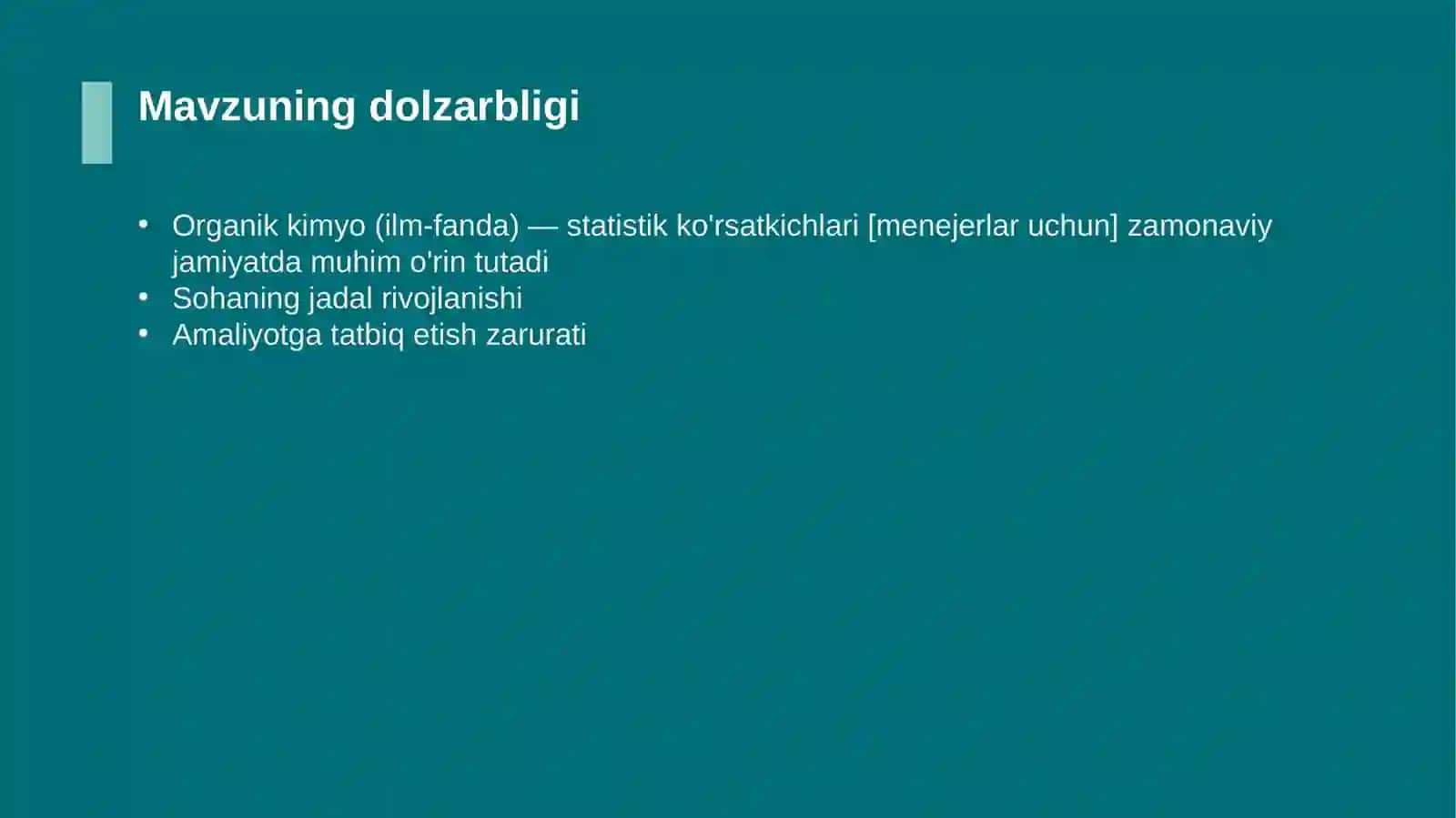 Organik kimyo (ilm-fanda) — statistik ko'rsatkichlari [menejerlar uchun] 4
