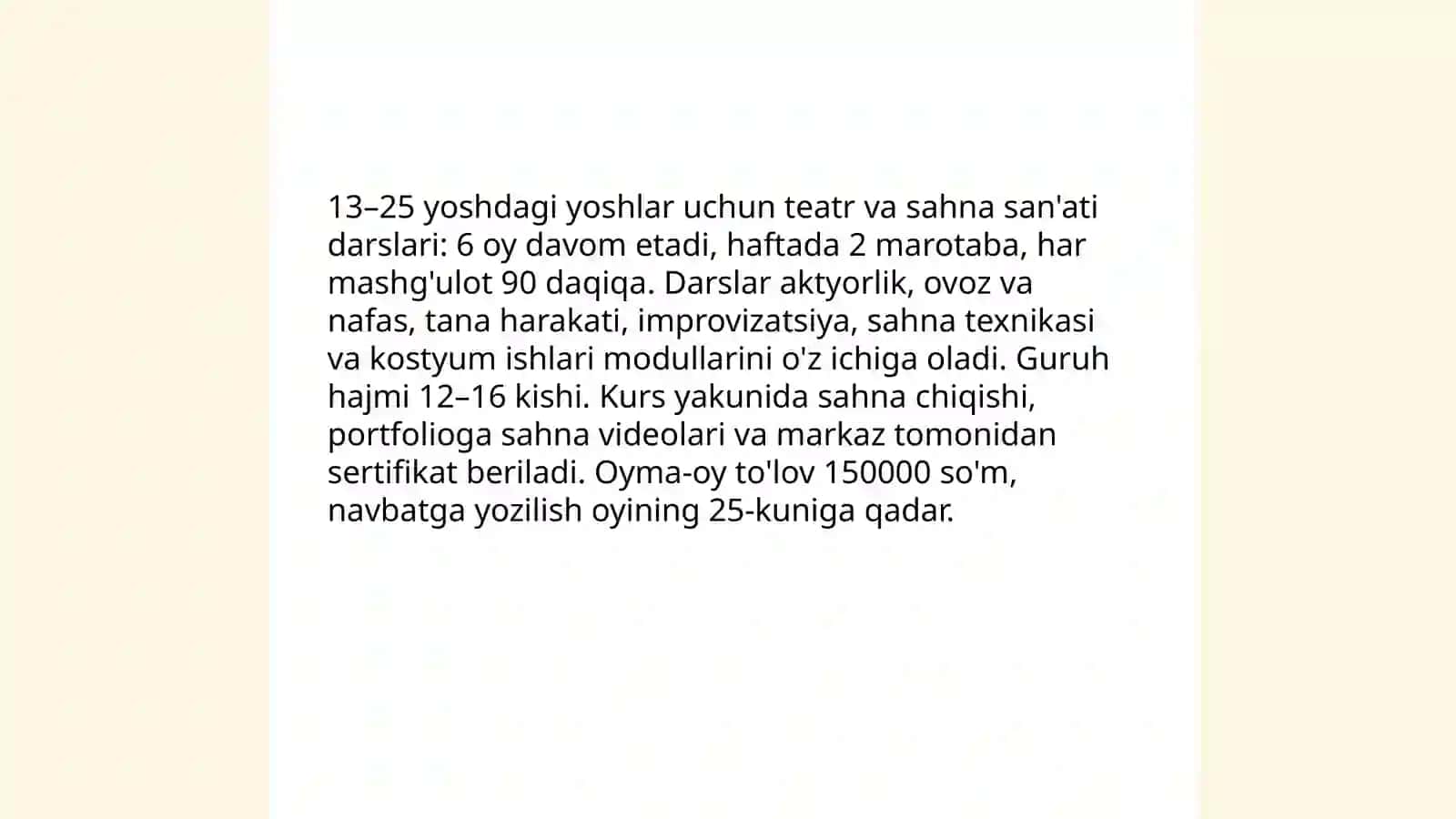 Sanat Markazi boxca yowdagilar uchun 4