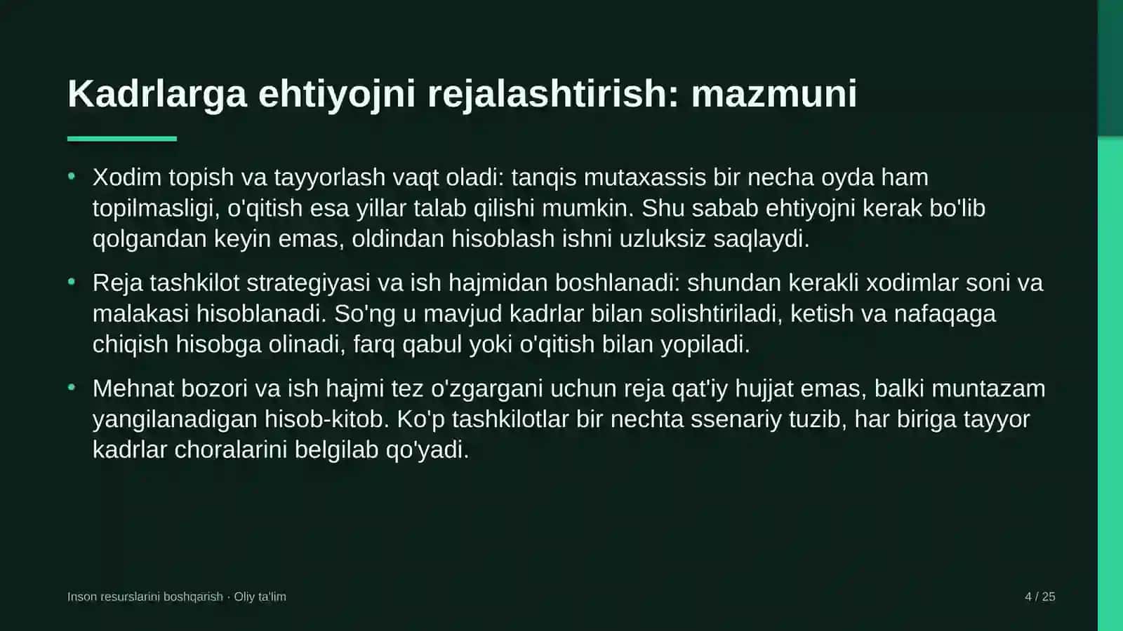 INSON RESURSLARINI BOSHQARISH · OLIY TA'LIM 4