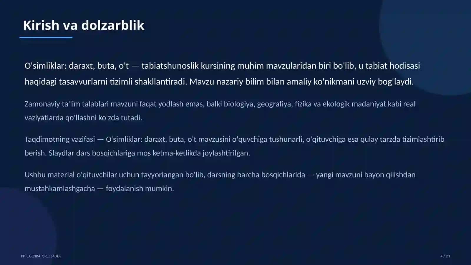 Tabiatshunoslik (1–4) — o'qituvchilar uchun 4