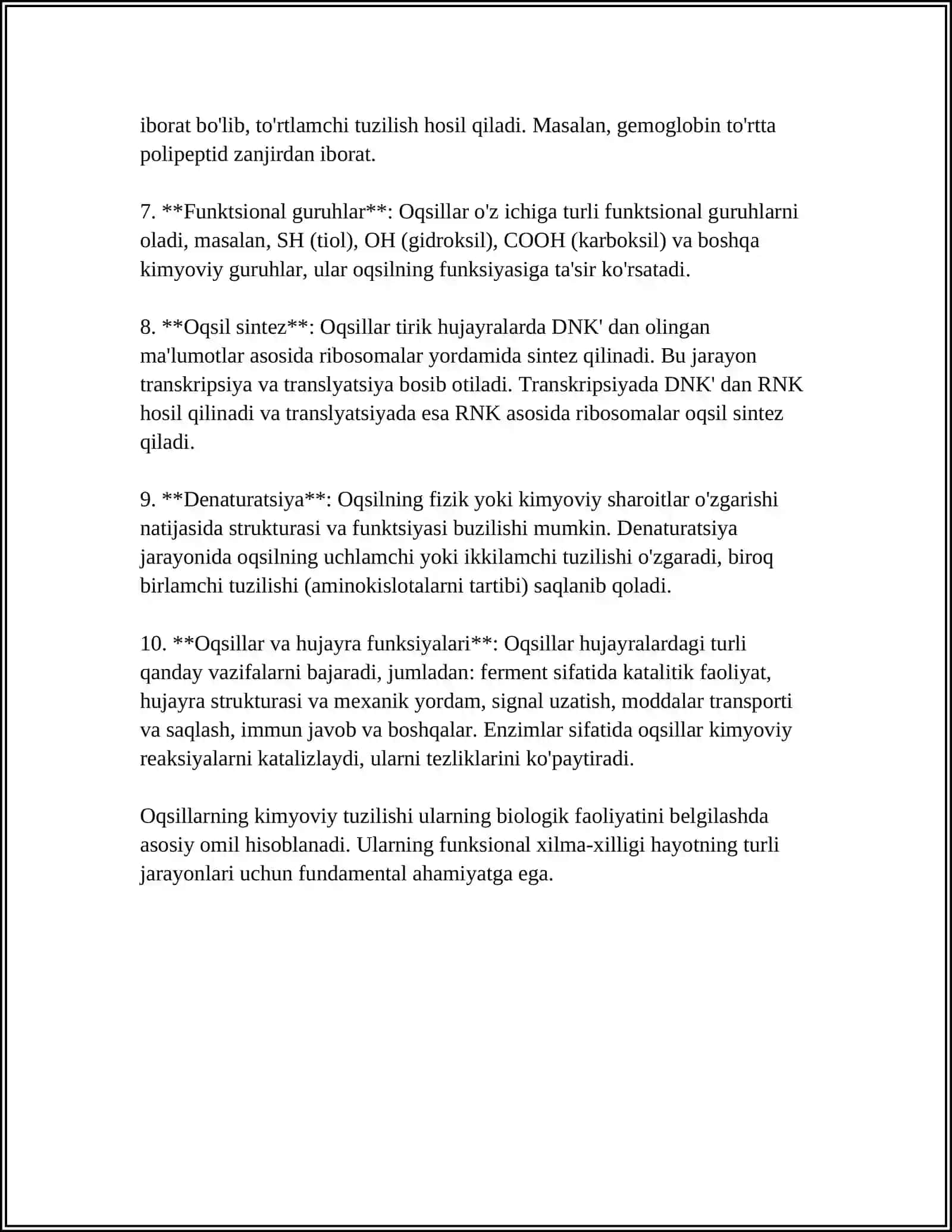 Oqsillar kimyoviy tuzilishi 4