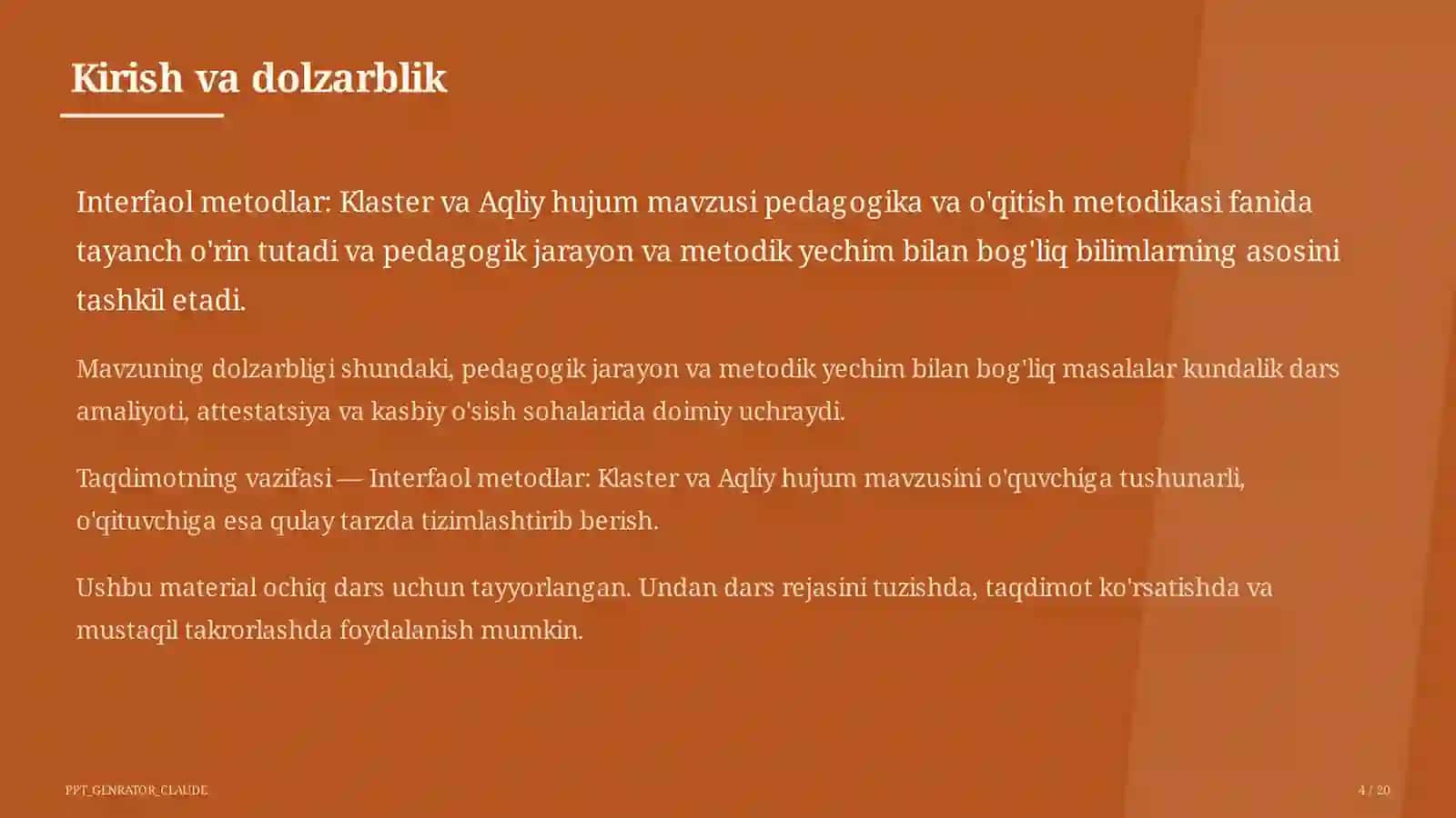 Interfaol metodlar: Klaster va Aqliy hujum 4