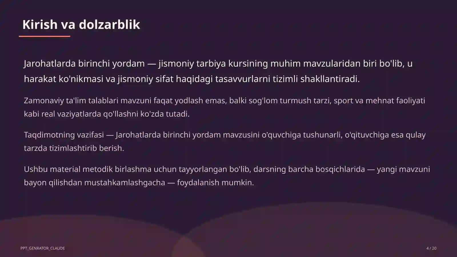 Jismoniy tarbiya (1–11) — metodik birlashma uchun 4