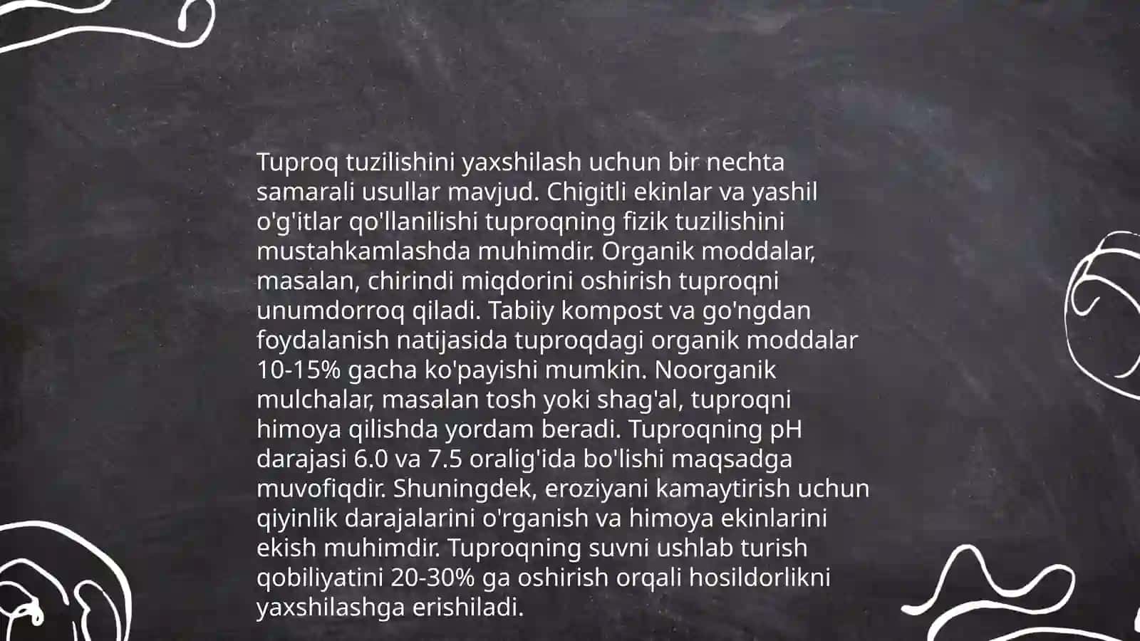 Tuproqning issiqlik va oziq rejimlarni yaxshilash 4