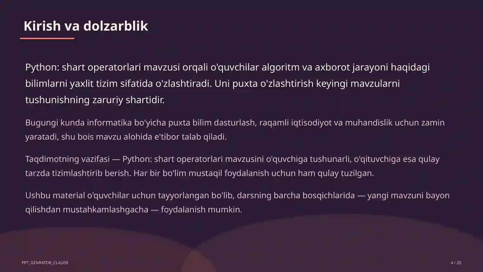 Python: shart operatorlari (8-sinf) 4