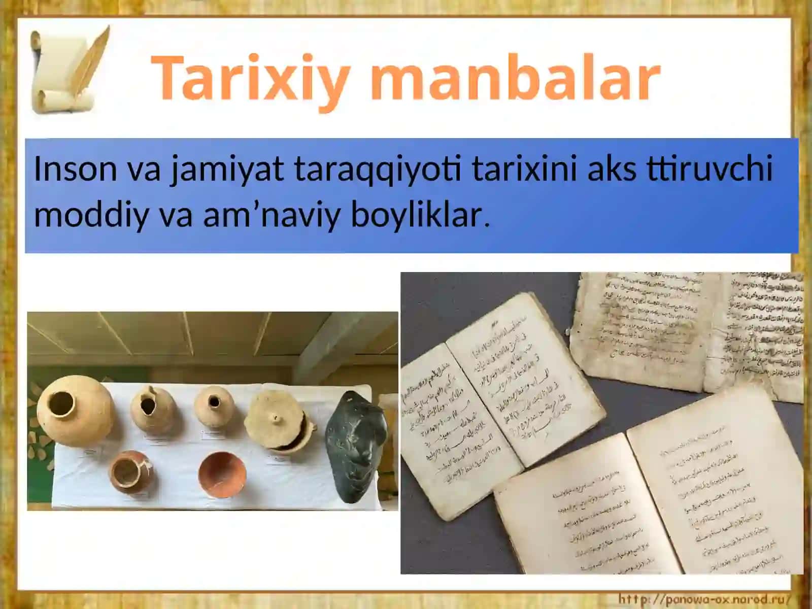 O'ZBEKISTON TARIXINING MANBALARI VA ASOSLARI 4
