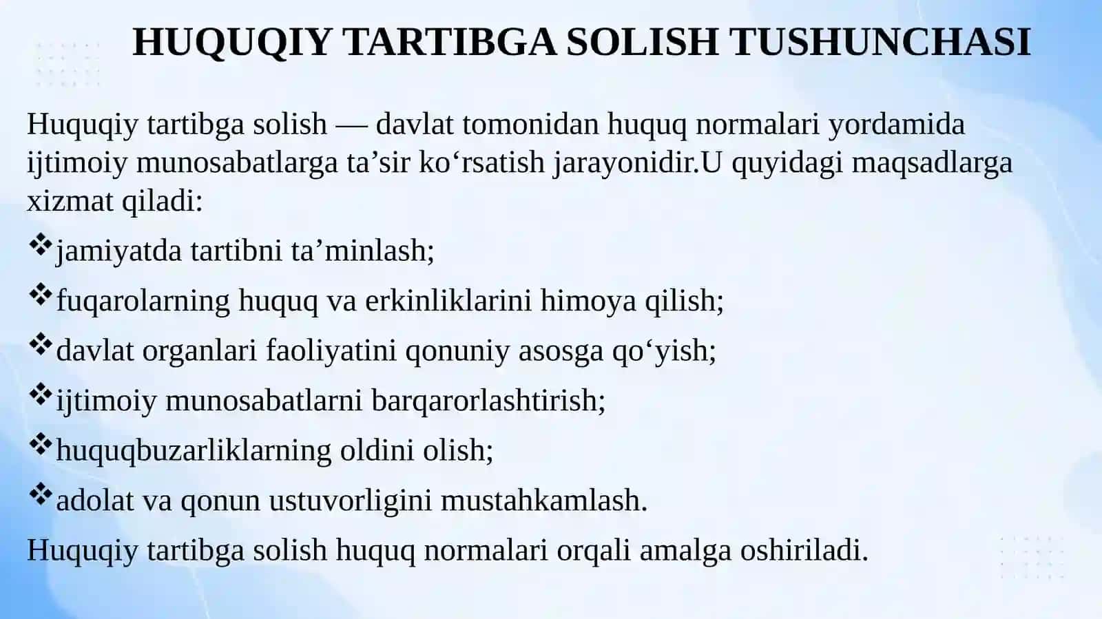 Huquqiy tartibga solish samaradorligi, belgilari va uni ta’minlash asoslari 4