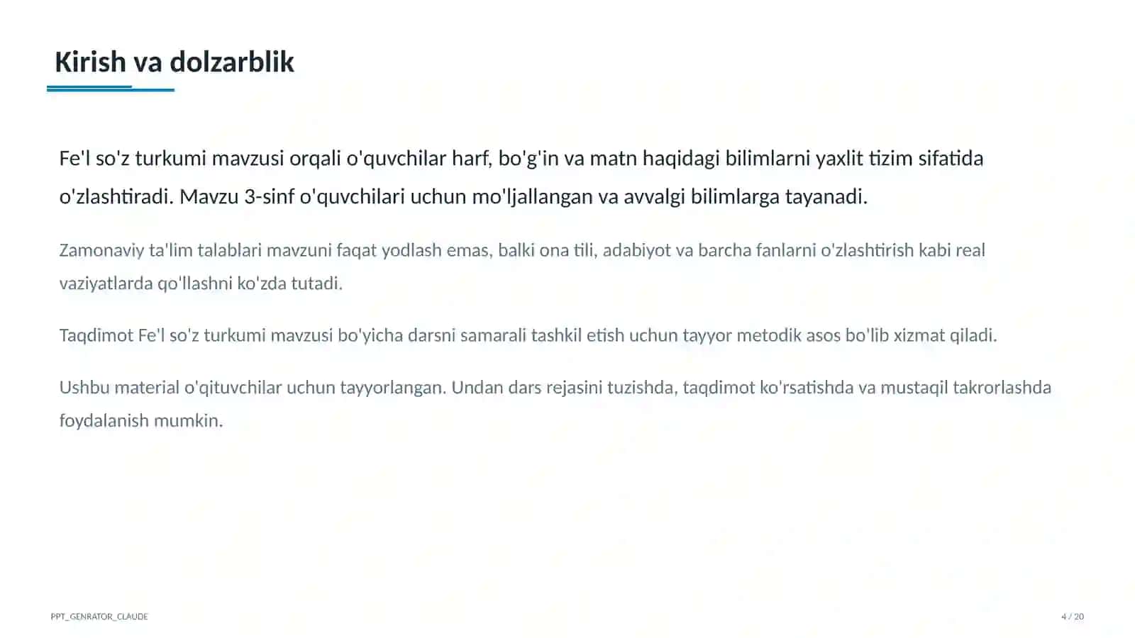 Fe'l so'z turkumi (3-sinf) 4