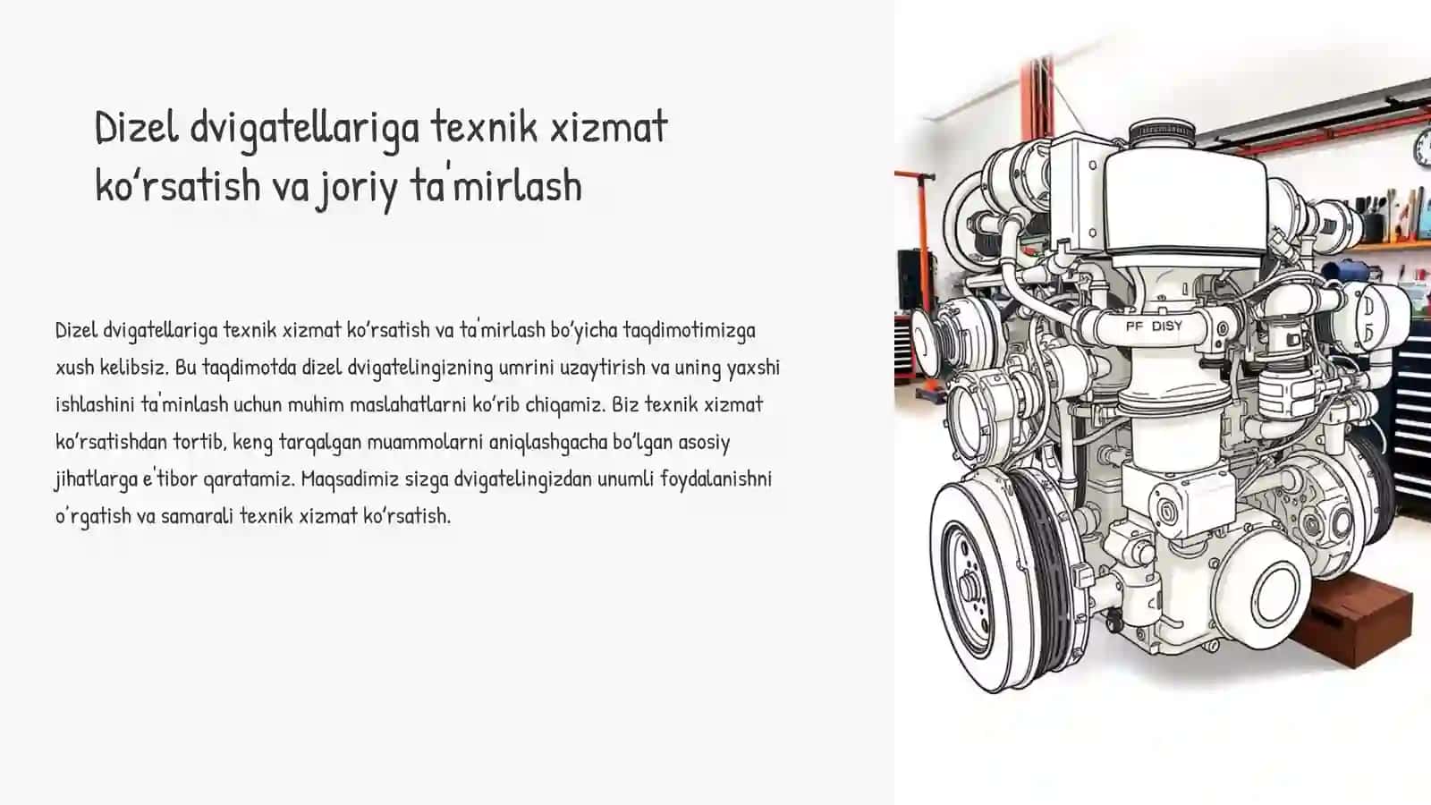 “Dizel dvigatellariga texnik xizmat koʻrsatish va joriy taʼmirlash” BMI 4