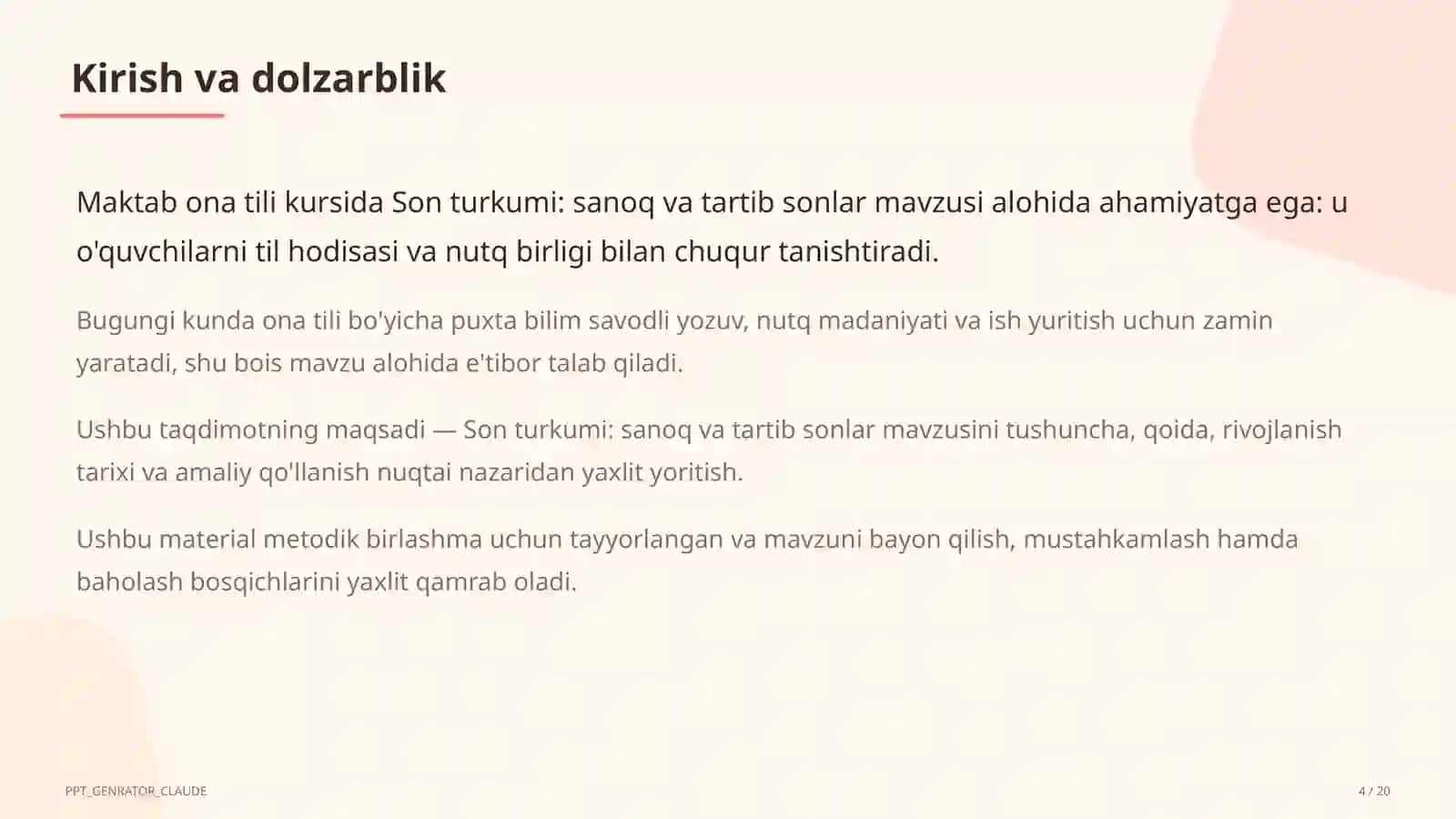 Son turkumi: sanoq va tartib sonlar (6-sinf) 4