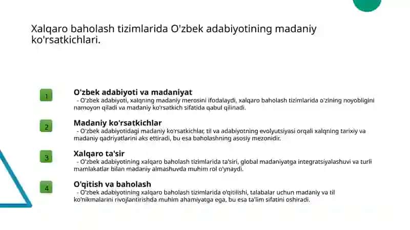 O'zbek tili va adabiyotining xalqaro baholash tizimi bilan aloqadorligi 4