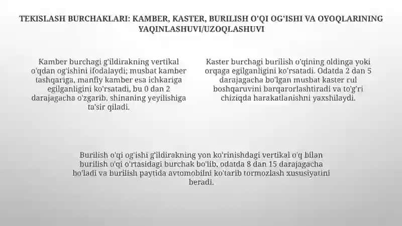 G'ildirak tekislash burchaklari 4