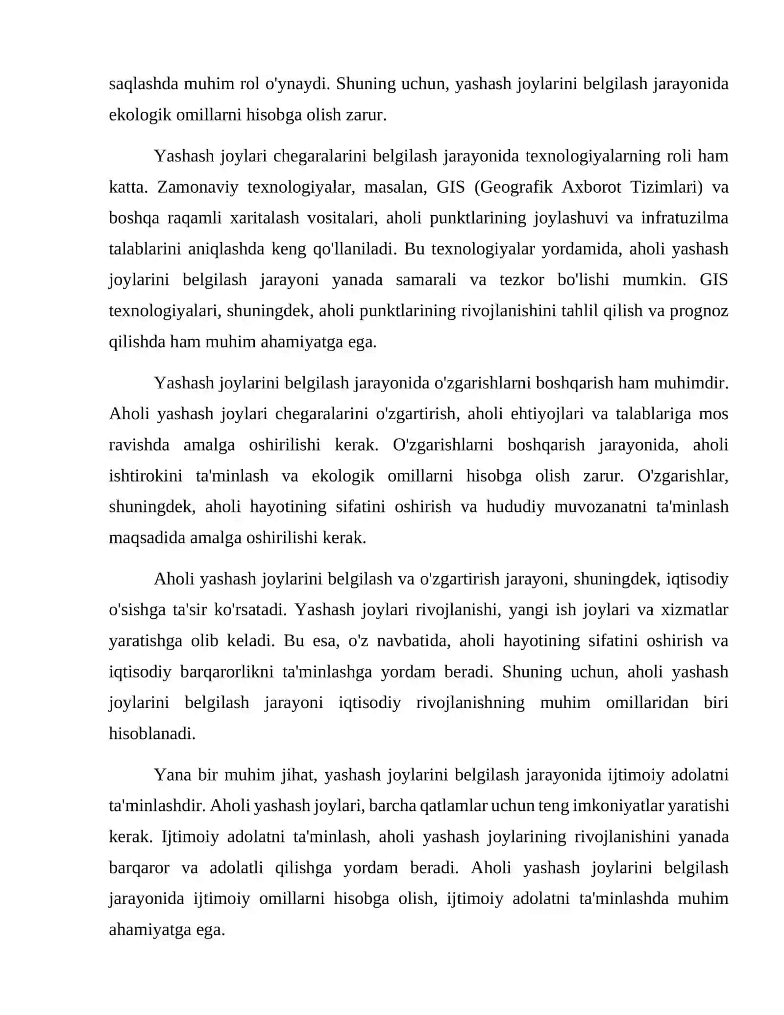 Aholi yashash joylarini chegaralarini belgilash va o'zgartirish yerlarni tashkil etish va ulardan foydanlanish 4