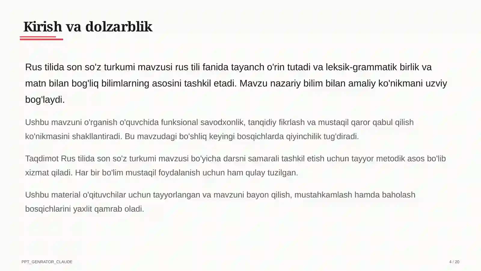 Rus tilida son so'z turkumi (6-sinf) 4