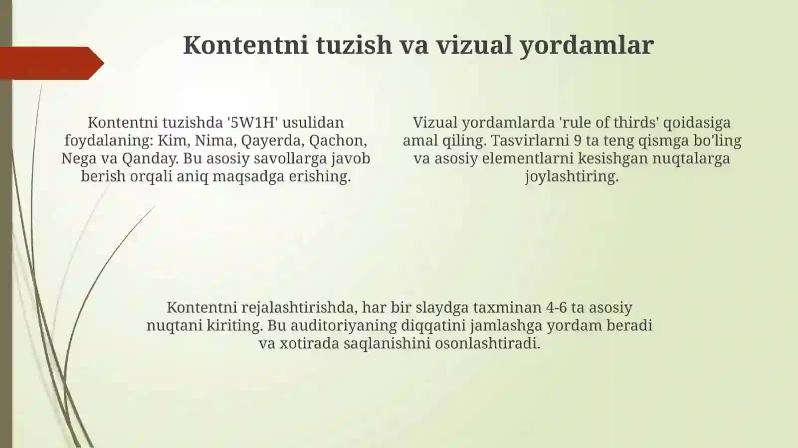 Prezetatsiyalar yaratish va ularni farmatlash 4