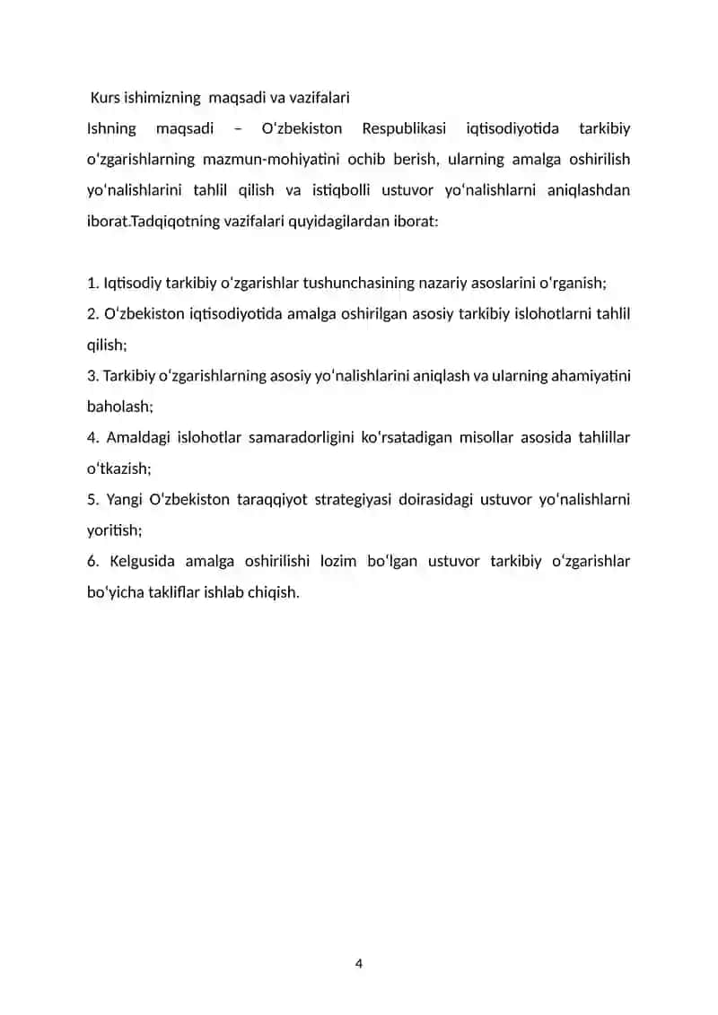 Tarkibiy o‘zgarishlar va iqtisodiyot rivojlanishi 4