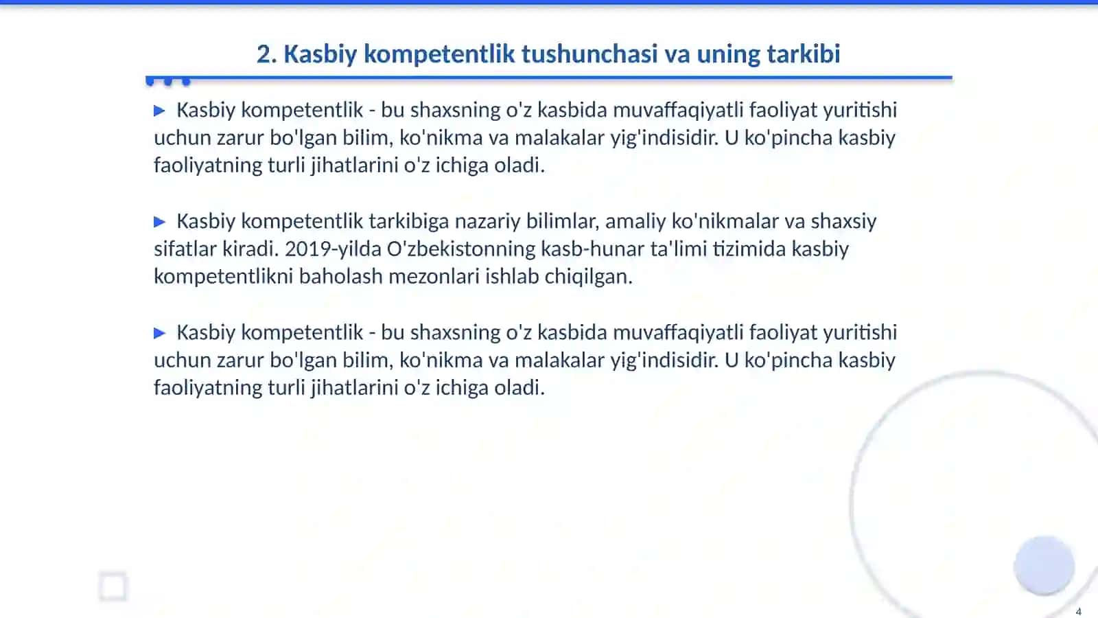 Akademik ko'nikmalar va kasbiy kompetentlik faniga kirish 4