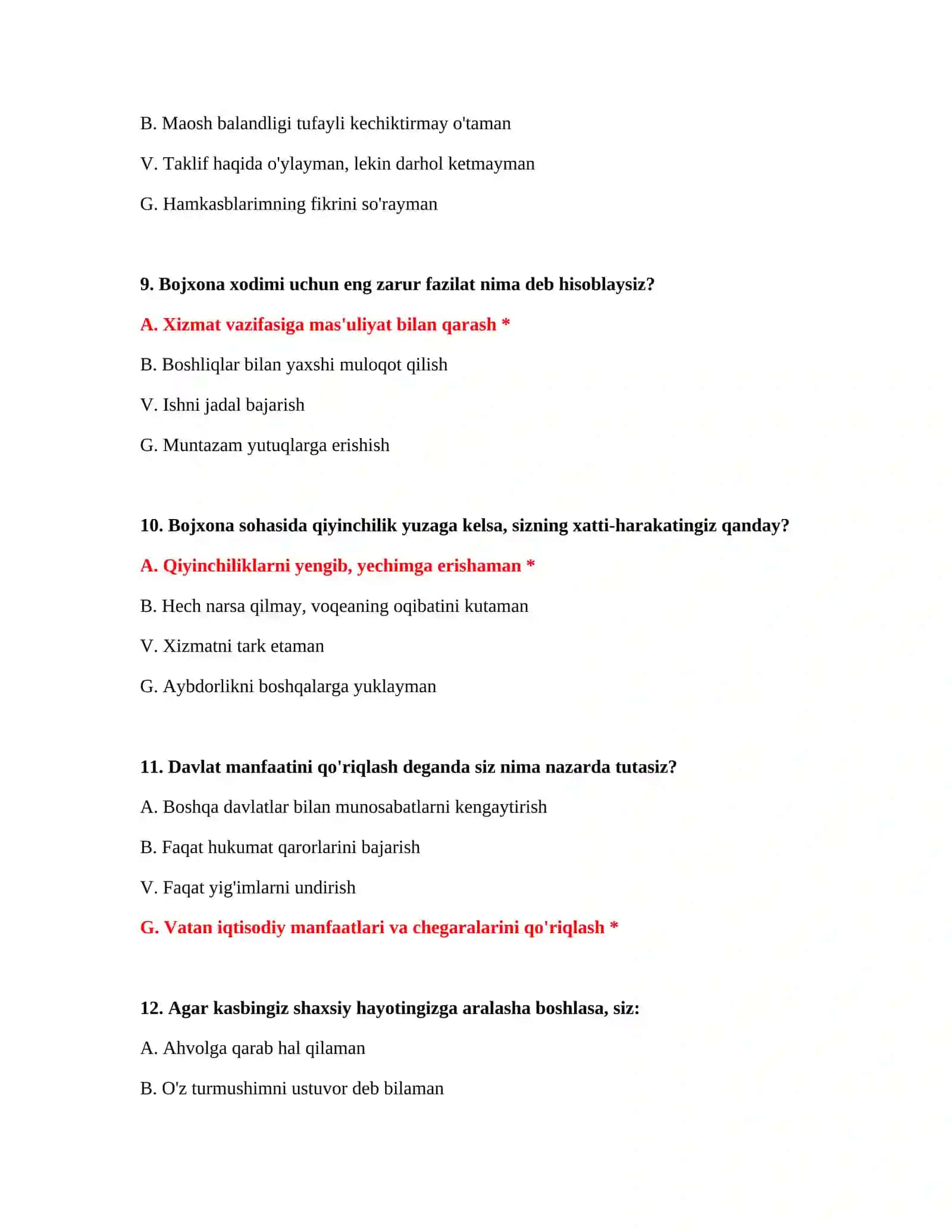 Konstitutsiya testlari bojxona 4
