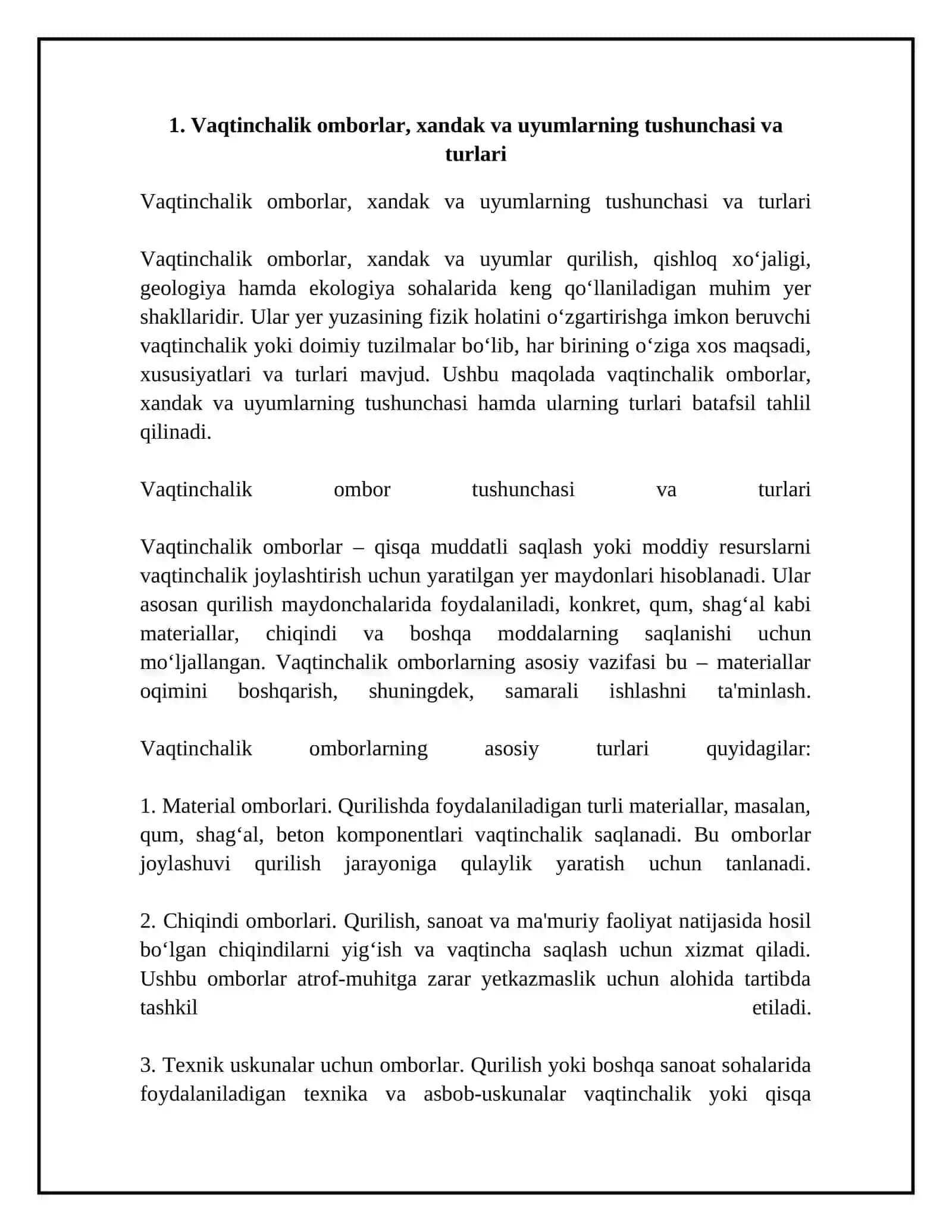 Vaqtinchalik omborlar, xandak va uyumlar maydonini hisoblash 4